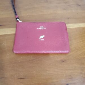 Coach Red Wristlet with Logo